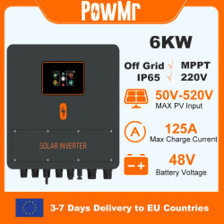 【IP65】Inversor Solar Híbrido PowMr de 6KW 48V 220V Fuera de la Red con Cargador MPPT de 125A, WIFI Integrado, Conexión en Paralelo de hasta 6 Unidades