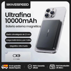 MOVESPEED S10 banco de energía magnético delgado 10000mAh PD20W cargador portátil batería externa inalámbrica para iPhone 16 Samsung Powerbank