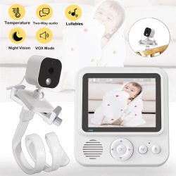 Monitor de vídeo para bebé de 2,8 pulgadas, cámara inalámbrica de videovigilancia con visión nocturna y audio bidireccional para madre e hijo, con pantalla de visualización de temperatura