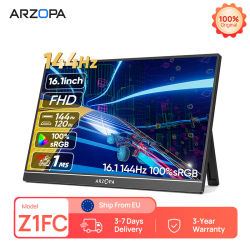 ARZOPA Monitor portátil de 16,1 pulgadas, 144Hz, 100% sRGB, 1080P FHD, pantalla IPS, segunda pantalla externa para ordenador portátil/PC/PS5/Mac/Xbox Z1FC