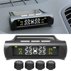 Sistemas de alarma de seguridad automática Solar, potencia TPMS, sistema de Monitor de alarma de presión de neumáticos de coche, advertencia de temperatura de presión de neumáticos