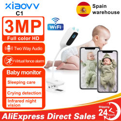 XIAOVV 3MP 2,4 GHz WiFi 2k cámara IP de seguridad para el hogar interior cámara CCTV inteligente para mascotas Monitor de vídeo para bebés cámara de vigilancia 24/7