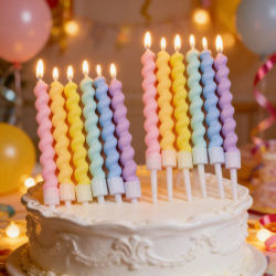 Velas coloridas de cumpleaños Cakelove de 6/12ps con soporte, vela para pastel de corazón y estrella, suministros para fiesta de cumpleaños para bebés y niños, decoración de boda