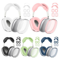 Funda de silicona 4 en 1 para AirPods Max, cubierta transparente de TPU a prueba de golpes, almohadillas para las orejas, cubierta para la diadema, cojín para la oreja, Protector de Muff para la oreja