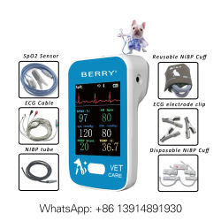 AM6100/AM6200 Monitor veterinario animal mango portátil múltiples señales vitales 6 parámetros Monitor de paciente veterinario animal