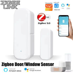 ZigBee 3,0 Sensor de ventana de puerta alarma de seguridad inteligente para el hogar Detector de contacto magnético inalámbrico Monitor remoto funciona con Alexa Google