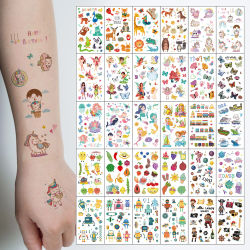 30 pegatinas de tatuaje de dibujos animados lindos, unicornio, animal, sirena, barco con ruedas de coche, robot espacial, fruta, pirata, tatuajes de elfo mariposa