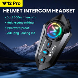 Auriculares Y12 Pro con micrófono Dual para casco de motocicleta, inalámbricos, manos libres, llamadas, reproductor de música resistente al agua, altavoz, Radio FM