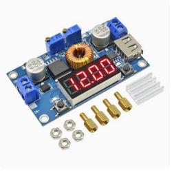 Convertidor de DC-DC XL4015 de 5A, 75W, módulo de cargador reductor ajustable, convertidor reductor, controlador LED con voltímetro rojo
