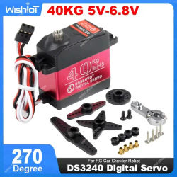 Servo Digital DS3240, 40KG, alto par, engranaje totalmente metálico IP66, resistente al agua, 270 grados con brazo Servo 25T para Robot sobre orugas de coche RC