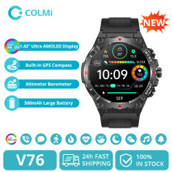 2025 COLMI V76 GPS Smartwatch 1,43 "pantalla Ultra AMOLED brújula integrada altímetro Bluetooth llamada reloj inteligente 500mAh batería