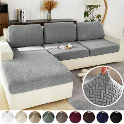 Funda de sofá elástica para sala de estar, funda de asiento de sofá sólida Jacquard, funda de cojín de asiento lavable gris, Protector de muebles seccional