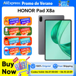 HONOR Pad X8a,Tablet versión europea, pantalla de 11 pulgadas con alta frecuencia de actualización y protección ocular, batería de 8300 mAh, altavoces cuádruples de gran amplitud.