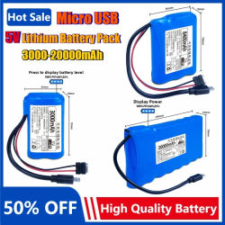 Batería de litio de 5V con salida Micro USB 18650 para Mini altavoz, ventilador USB, WiFi, Bluetooth, Monitor, luz LED, batería recargable