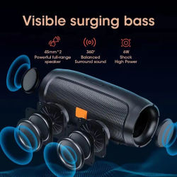 Altavoces Bluetooth con subwoofer portátil, altavoz envolvente estéreo para exteriores, resistente al agua, caja de sonido inalámbrica, compatible con Radio FM, tarjeta TF