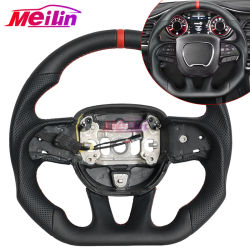 Para Dodge Challenger/Charger SRT HELLCAT 2015-2020 volante de coche de cuero perforado