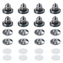 Pailvens-Juego de 8 picos para altavoz, patas de altavoz, picos para subwoofer de aleación de cobre ajustables en altura con 16 almohadillas adhesivas