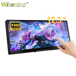 Wisecoco-Monitor táctil de 12,3 pulgadas, IPS, 1920x720, Monitor de juegos portátil para Raspberry Pi 5 4 3, ordenador portátil, GPU, CPU, monitoreo