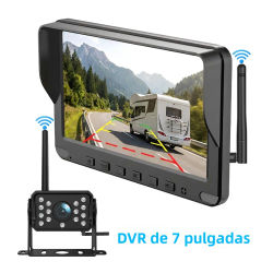 Cámara de Reversa Inalámbrica 1080P con Monitor de 7 Pulgadas y 2 Canales, Grabación en Bucle DVR, Visión Nocturna Impermeable, Cámara de Visión Trasera para Automóvil, Camioneta, RV