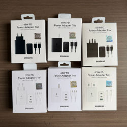 Cargador de Pared Samsung de 65W con 3 Puertos de Carga Súper Rápida para la Serie Completa de Teléfonos Móviles y Tabletas Samsung, con Cable de 1M 5A, Enchufes EU/UK/US
