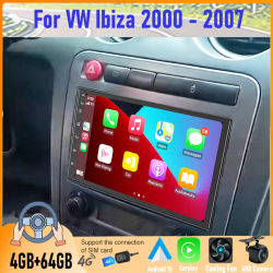 Radio de coche Android de 7'' para VW Ibiza 2000-2007 con GPS, navegador, Apple CarPlay, Android Auto, Bluetooth, FM, cámara y multimedia