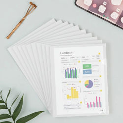 Carpeta en forma de L de plástico PP transparente, carpeta de una sola página A4, juego de dos páginas, almacenamiento y organización de documentos de oficina, 10 Uds.