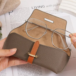 Bolsas de cuero para gafas de lectura para hombre y mujer, estuche protector portátil para gafas de sol de viaje, Protector de gafas de moda