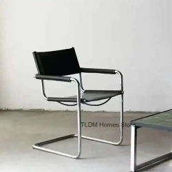 Sillas De Comedor negras De acero inoxidable, Metal negro, balcón, dormitorio, Silla informal, salón De cuero, Silla De Comedor, muebles De biblioteca