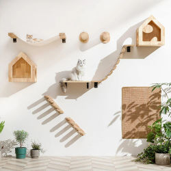 Estante de escalada de pared para gatos, escalera de escalones, poste rascador, cama escondida, casa para gatos, torre de árbol, accesorios para muebles para mascotas