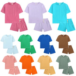 Conjunto Deportivo de Verano 2026 para Niños, Camiseta de Manga Corta y Pantalones Cortos de Color Sólido para Bebés, Niños y Niñas de 0 a 13 Años
