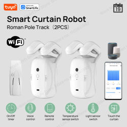 Robot de cortina Wifi inteligente Tuya (con puerta de enlace), pista de varilla romana, Control de aplicación remota, Control de voz, apertura única/doble, 1/2 Uds.