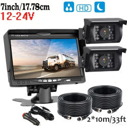 Cámara Dual de respaldo de 7 pulgadas, sistema de Kit de Monitor, visión nocturna de estacionamiento trasero para camión RV