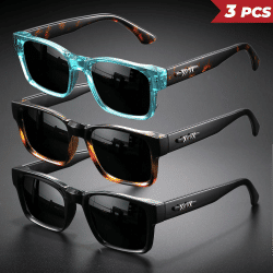 Gafas de sol retro punk de moda, 3 unidades, montura cuadrada protectora, UV400, unisex, para aventuras al aire libre y estilo casual