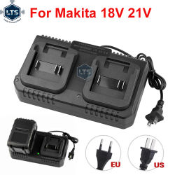 Cargador Dual de batería de litio, cargador de batería de herramienta eléctrica de 2 vías, enchufe UE/EE. UU. para batería Makita de 18V 21V BL1415/1815/1830/1850