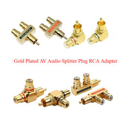 2 Piezas de Adaptador Divisor de Audio AV Chapado en Oro, Conector RCA de 1 Macho a 2 Hembras para Altavoces de Cine en Casa, Equipos de Audio y Video