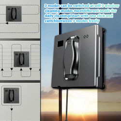 Robot Limpiacristales Cuadrado con Doble Pulverización de Agua, Limpiador de Vidrios Eléctrico con Motor sin Escobillas, Control Remoto por Aplicación y Bluetooth, Indicaciones de Voz, Múltiples Modos