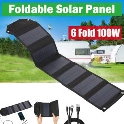 Panel Solar plegable de 60W, 80W, 100W, 5V, USB, bolsa plegable portátil, cargador de batería para teléfono, Camping al aire libre, Banco de energía impermeable