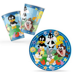 Decoraciones para Fiesta de Cumpleaños con Temática de Looney Tunes, Vasos de Papel, Platos, Pajitas, Artículos para Fiestas de Bebés y Cumpleaños Infantiles