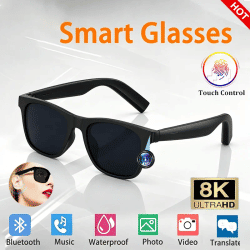 Gafas Inteligentes con Cámara 8K, IA, Control Táctil, Grabación de Fotos, Traductor, Asistente de Voz, Música, Bluetooth Inalámbrico