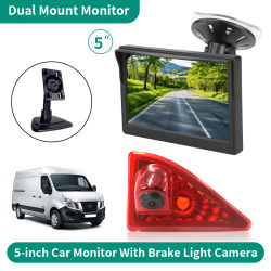 Monitor de doble soporte TFT LCD de 5 pulgadas para coche con luz de freno cámara de visión trasera para Nissan NV400 Renault Master 3 Opel Movano