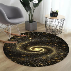Alfombra redonda Galaxy con patrón de galaxia en espiral, alfombra antideslizante suave con efecto 2D, alfombra antideslizante suave con diseño de universo estrellado para sala de estar y dormitorio