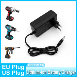 Fuente de alimentación DC 21V 2A con enchufe europeo, cargador de batería de litio AC100-240V para taladros eléctricos, pistolas de agua eléctricas para batería Makita