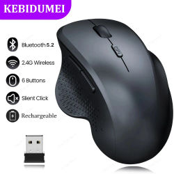 Ratón inalámbrico de modo Dual 2,4G, Bluetooth 5,2, ratón recargable, ratón de juego de 1600DPI para ordenador portátil, tableta, Windows, MacOS