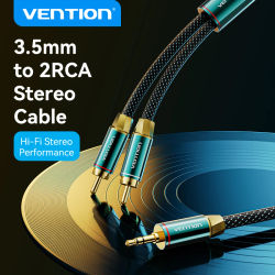 Vention Cable RCA 2RCA a 3,5mm Hi-Fi estañado trenzado RCA a Cable de Audio auxiliar para controlador de DJ altavoz tocadiscos TV estéreo de coche