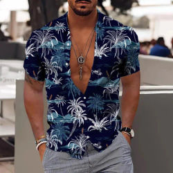 Camisa hawaiana de grulla Animal para hombre, camisa con estampado Floral de plantas 3d, flores de playa de talla grande, verano, 2023