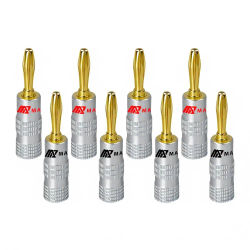 8 Uds. Conectores banana Matihur 24K chapado en oro conector Banana de 4MM con bloqueo de tornillo para conector de Audio enchufes de altavoz HiFi