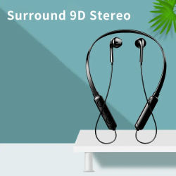 Auriculares inalámbricos 9D con Bluetooth, auriculares estéreo con colgante para el cuello, reducción de ruido, micrófono universal 5,0 para deportes