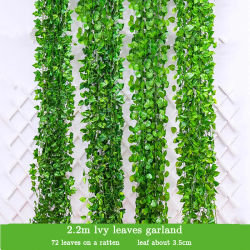 Plantas artificiales de hiedra verde de 210cm, guirnalda de hojas falsas, planta colgante de pared, vid, decoración de Gardan para el hogar, hojas de corona para fiesta de boda