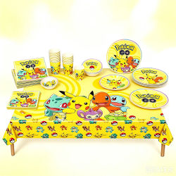 Decoraciones para fiesta de cumpleaños de Pokemon, plato para servilletas con forma de taza de Pikachu, vajilla desechable, servilleta, suministros para fiesta de Baby Shower, regalos, piñata