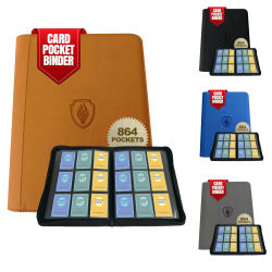 Carpeta para Tarjetas de 9 Bolsillos sin Anillas, Doble Capacidad, Puede Contener 864 Tarjetas, Apta para Tarjetas Deportivas/YGO/PTCG/Juegos de Mesa